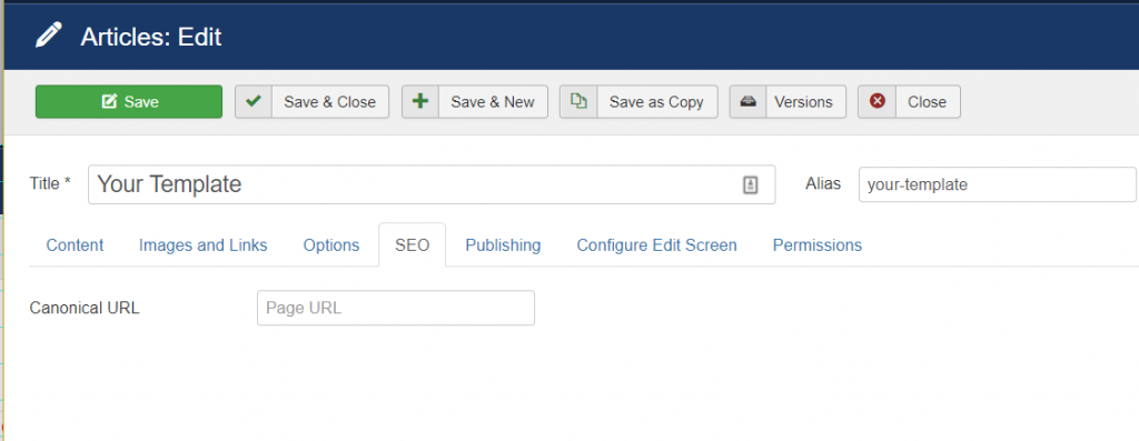 Joomla field group in article edit screen