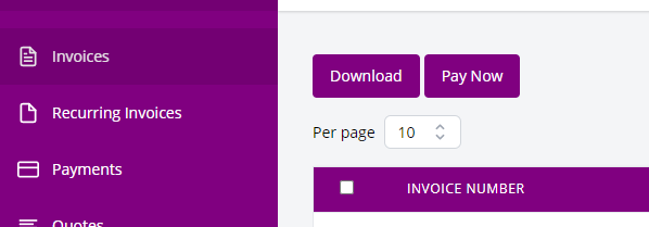 Invoiceninja V5 client portal using a custom colour